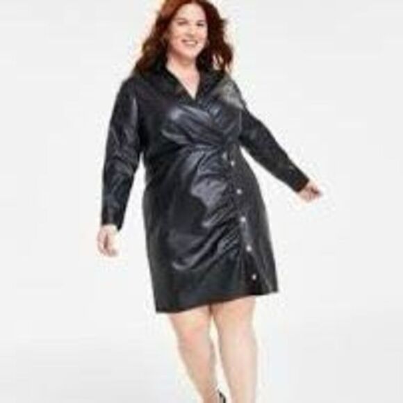 NWT Michael Kors plus size faux leather wrap dress Size petite XL - Picture 6 of 12